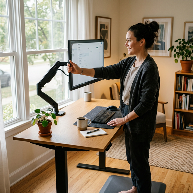 Ajuste ergonómico de brazo articulado en standing desk